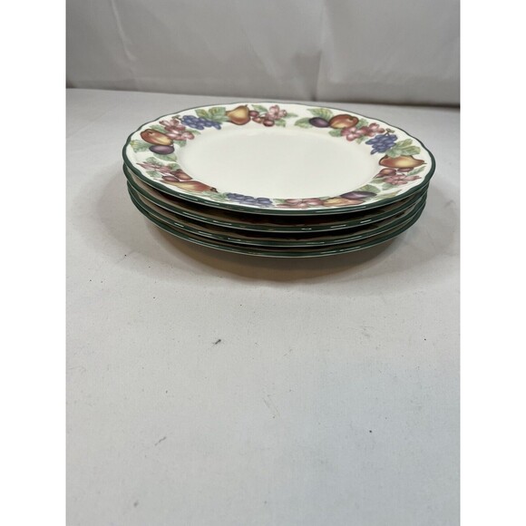 Vintage Epoch "Market Day" Fruit Pattern Dinner Plates 10 1/2" Set Of 4 - Picture 2 of 6